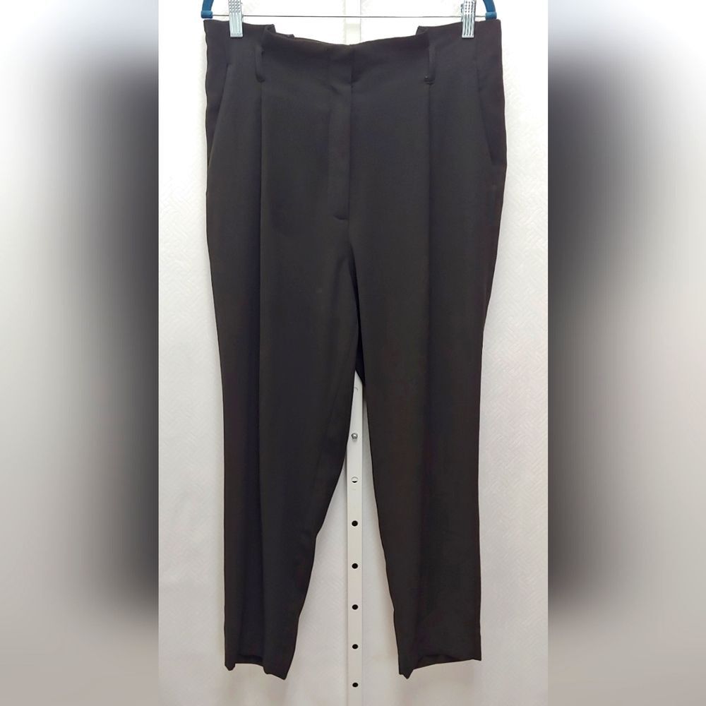 H&M High Rise Pleated Pants Trousers Sz 10 Black